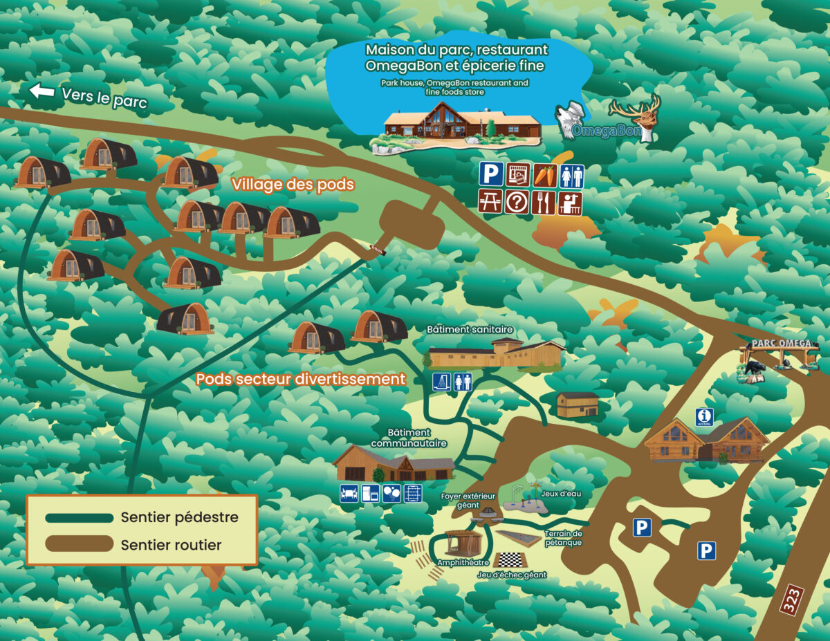 Carte du secteur des pods au Parc Omega